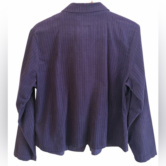 Flax Purple Pinstripe Micro Corduroy Jacket Size Small 100% Cotton Artsy Office - Picture 2 of 16